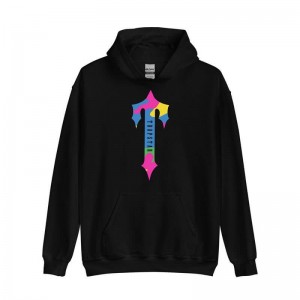 Trapstar Colorful Logo Rainbow Moški Pulover s Kapuco Črne Slovenija | WI51-713