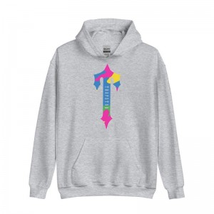 Trapstar Colorful Logo Rainbow Moški Pulover s Kapuco Sive Slovenija | TA80-756