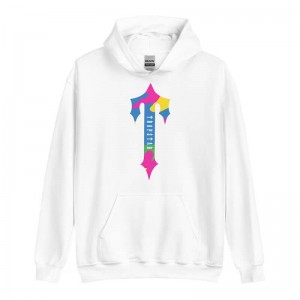 Trapstar Colorful Logo Rainbow Moški Pulover s Kapuco Bele Slovenija | TF91-931