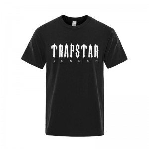 Trapstar London Letter Printed Moški Majice Črne Slovenija | AC00-180