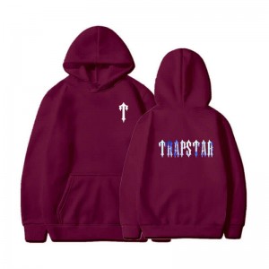 Trapstar T Pattern Moški Pulover s Kapuco Bordo Slovenija | KU56-149