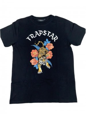 Trapstar Tiger T- Shirt Moški Majice Črne Slovenija | XD91-367