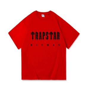 Trapstar X Hitman Moški Majice Rdeče Slovenija | TW90-483