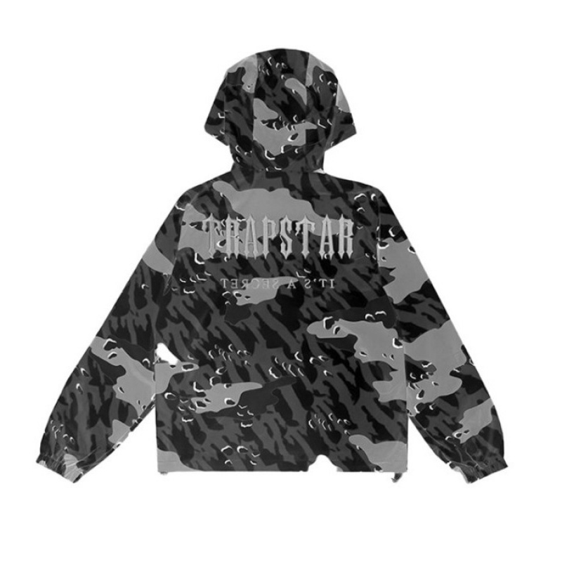 Trapstar Decoded Camo Windbreaker Moški Vrhnja Oblačila Črne Maskirni Vzorec Slovenija | DC31-228