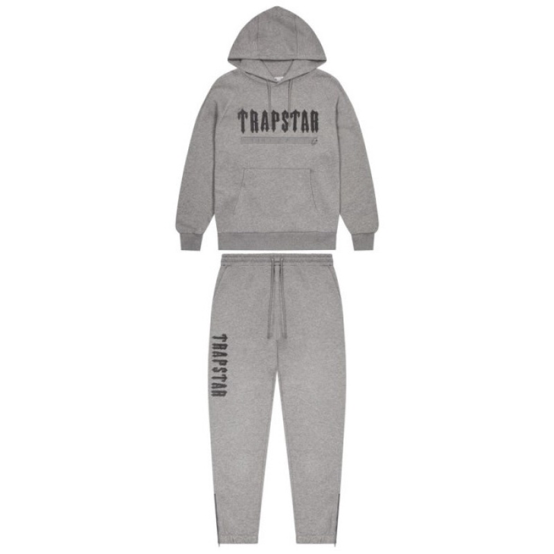 Trapstar Decoded Chenille 2.0 Hoodie Moški Trenirka Sive Slovenija | QS83-910