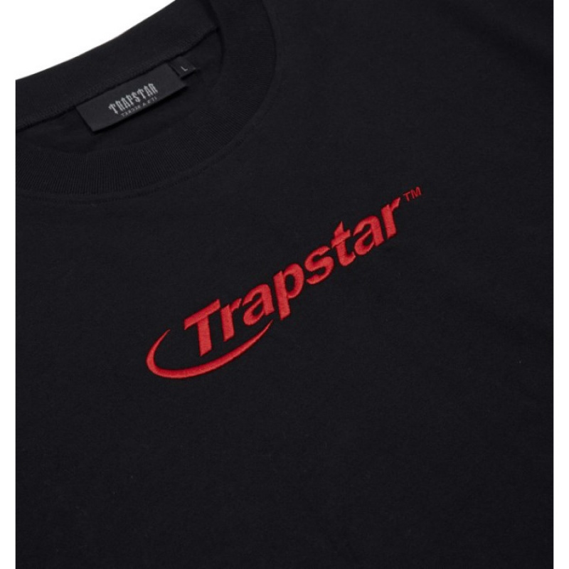 Trapstar Hyperdrive Embroidered Tee Moški Majice Črne Rdeče Slovenija | AP84-948