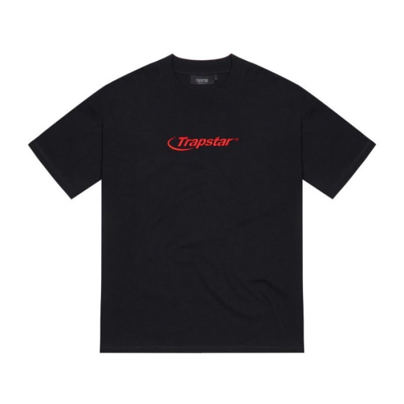 Trapstar Hyperdrive Embroidered Tee Moški Majice Črne Rdeče Slovenija | AP84-948