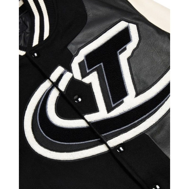 Trapstar Hyperdrive T Chenille Varsity Jacket Moški Vrhnja Oblačila Črne Bele Slovenija | YT10-798