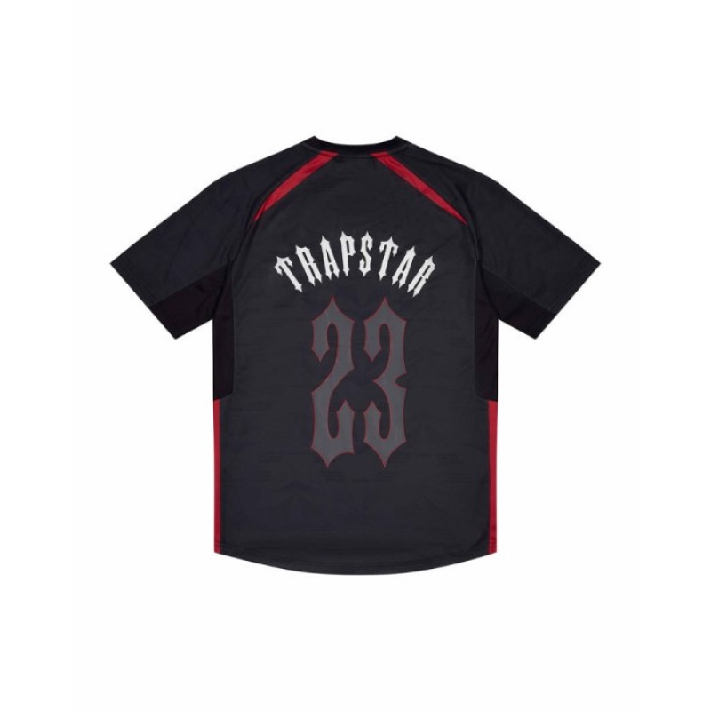 Trapstar Irongate Football Jersey Moški Majice Črne Rdeče Slovenija | VB92-457