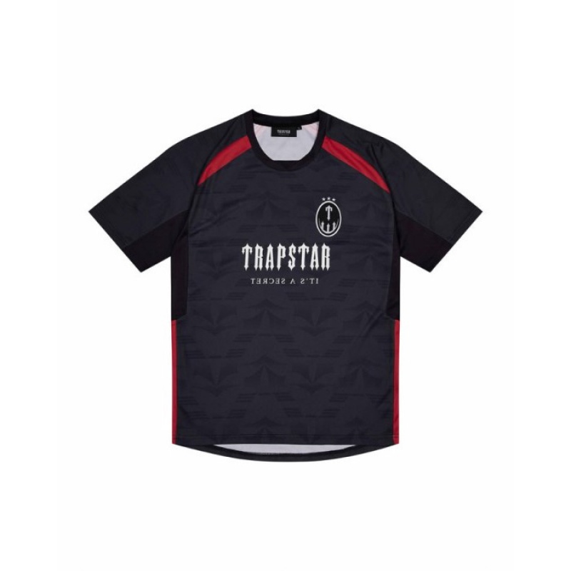 Trapstar Irongate Football Jersey Moški Majice Črne Rdeče Slovenija | VB92-457