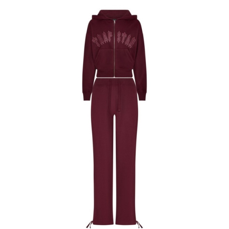 Trapstar Mesh Irongate Arch Hoodie Ženski Pulover s Kapuco Bordo Slovenija | BB16-034