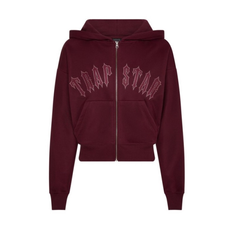 Trapstar Mesh Irongate Arch Hoodie Ženski Pulover s Kapuco Bordo Slovenija | BB16-034