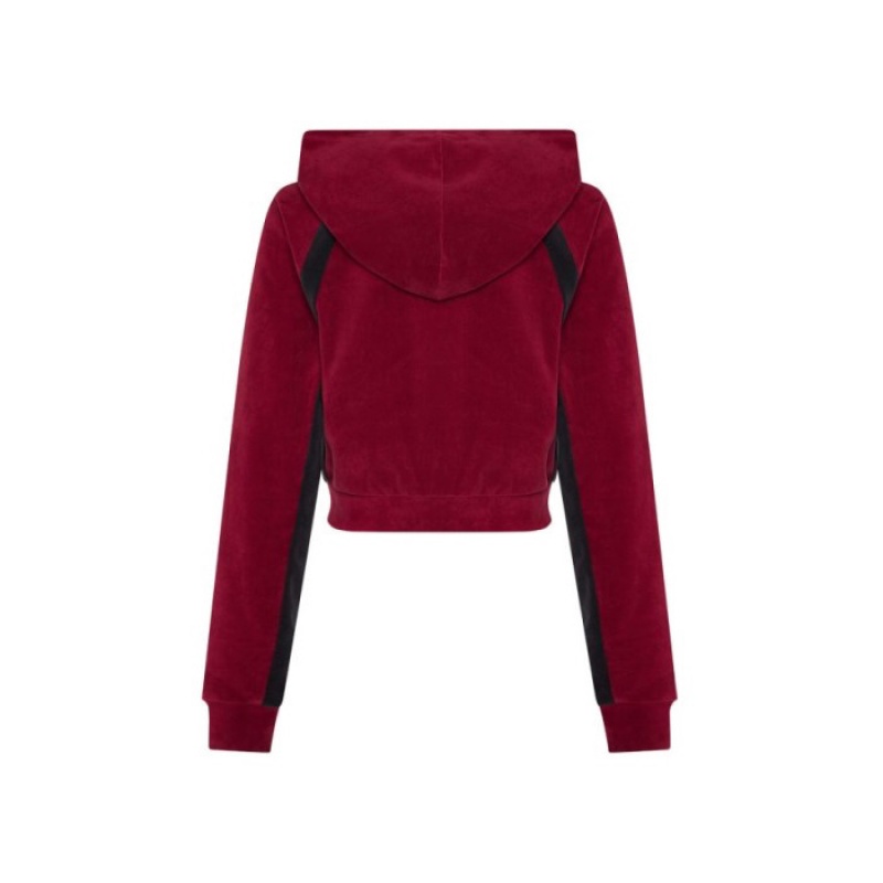 Trapstar TS-Star Contrast Panel Velour Hoodie Ženski Pulover s Kapuco Bordo Slovenija | TO83-154