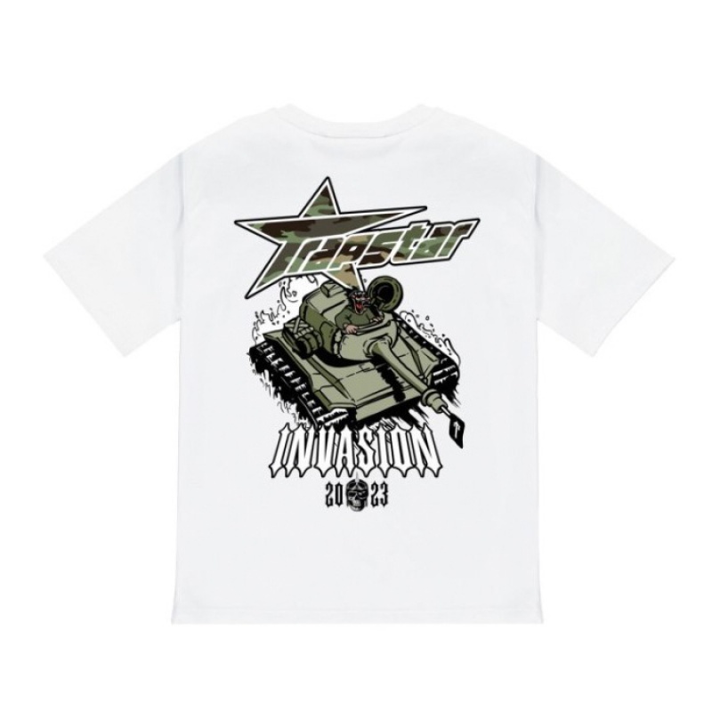 Trapstar Trap Invasion Tee Moški Majice Bele Slovenija | CM79-353