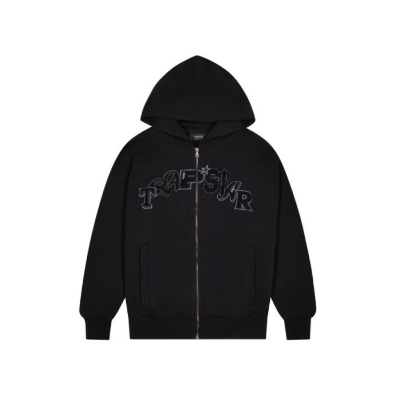 Trapstar Wildcard Chenille Zip Moški Pulover s Kapuco Črne Slovenija | YE63-976